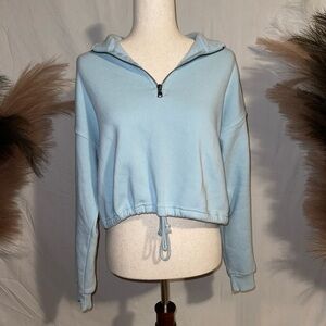 American Eagle 1/4 Zip Fleece-Lined Cropped Sweater